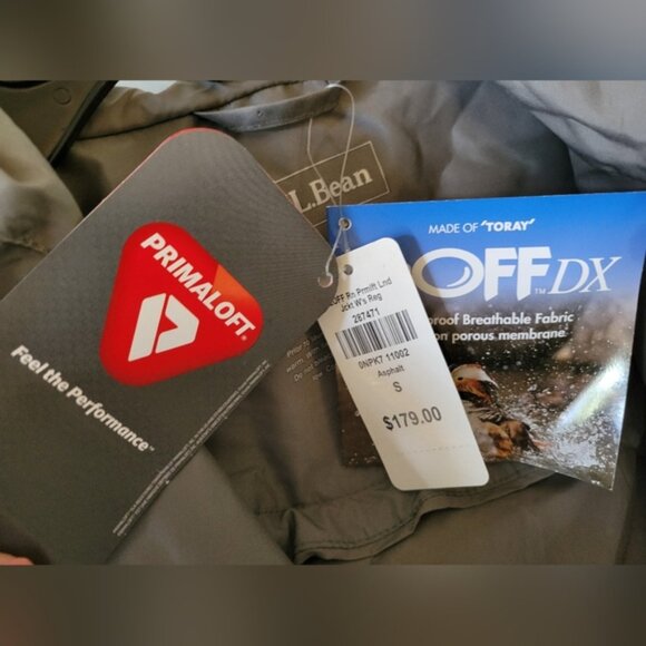 NWT L.L. Bean Women's H2OFF Rain Jacket PrimaLoft-Lined Ashpalt Gray Size Small - Picture 5 of 14